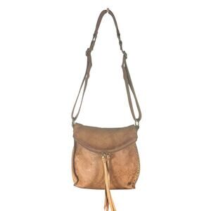 The Sak Embossed Leather Brown Boho Crossbody Bag